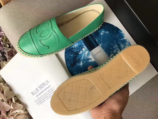 Chanel Espadrilles Lambskin Green For Sale