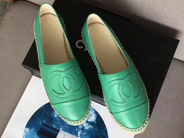 Chanel Espadrilles Lambskin Green For Sale