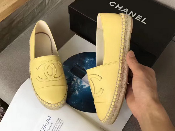 Chanel Espadrilles Lambskin Yellow For Sale