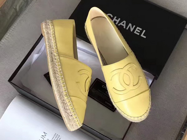 Chanel Espadrilles Lambskin Yellow For Sale