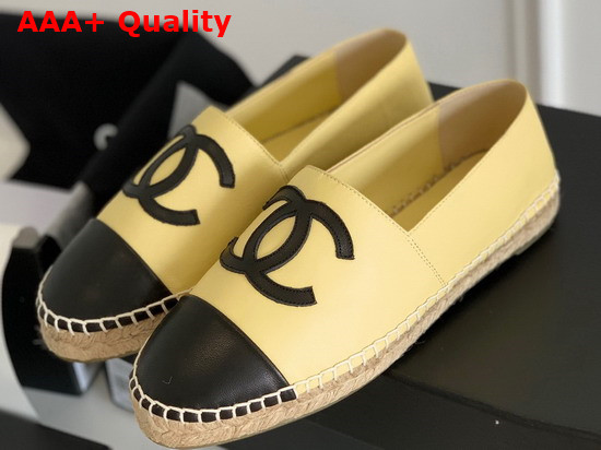 Chanel Espadrilles Lambskin Yellow and Black G29762 Replica