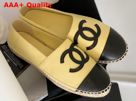 Chanel Espadrilles Lambskin Yellow and Black G29762 Replica