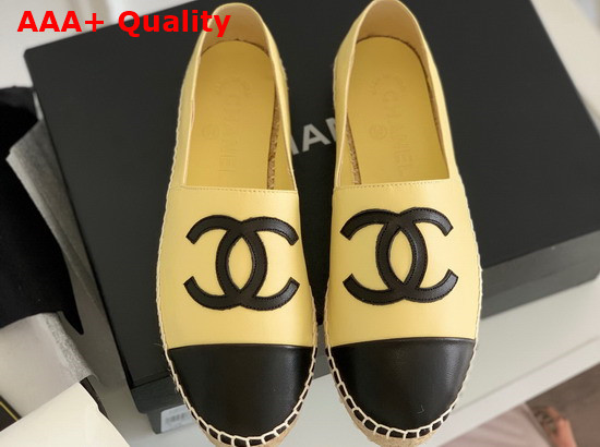 Chanel Espadrilles Lambskin Yellow and Black G29762 Replica