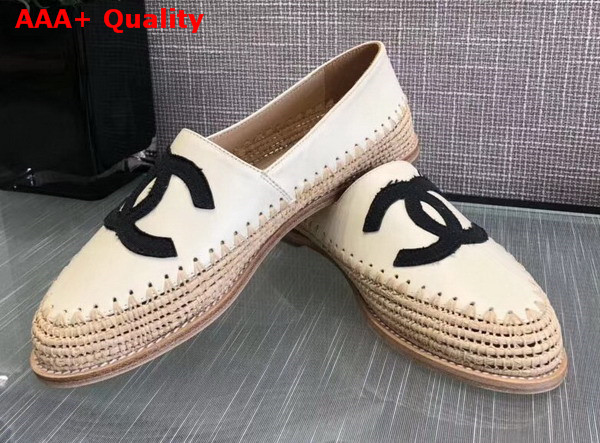 Chanel Espadrilles Lambskin and Grosgrain Ivory and Black Replica