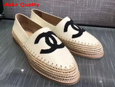 Chanel Espadrilles Lambskin and Grosgrain Ivory and Black Replica