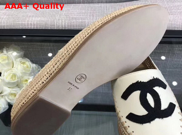 Chanel Espadrilles Lambskin and Grosgrain Ivory and Black Replica