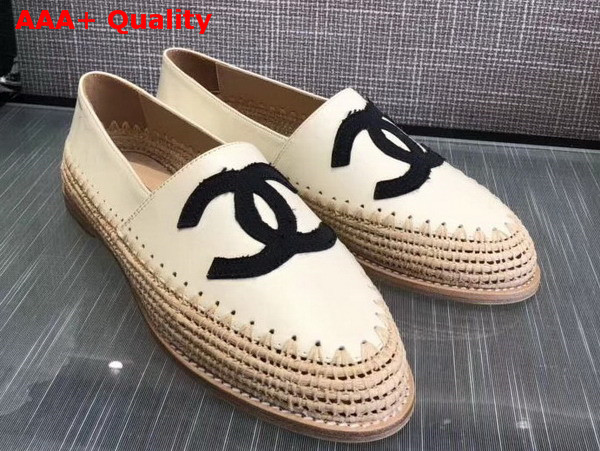 Chanel Espadrilles Lambskin and Grosgrain Ivory and Black Replica