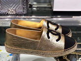 Chanel Espadrilles Lambskin and Grosgrain Metallic Gold and Black