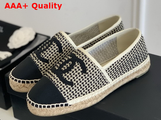 Chanel Espadrilles Mesh Lambskin Black and Beige G37302 Replica