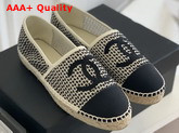 Chanel Espadrilles Mesh Lambskin Black and Beige G37302 Replica