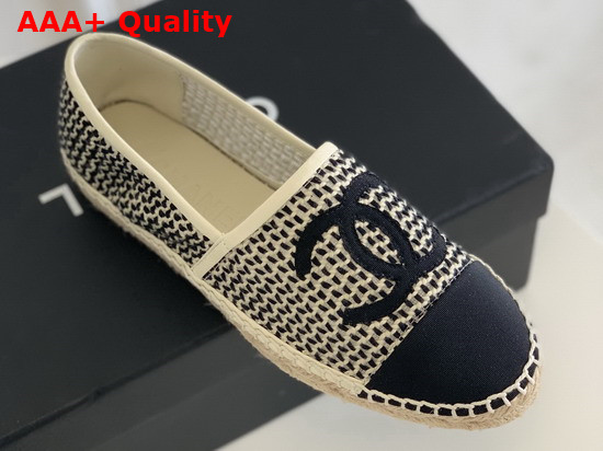 Chanel Espadrilles Mesh Lambskin Black and Beige G37302 Replica