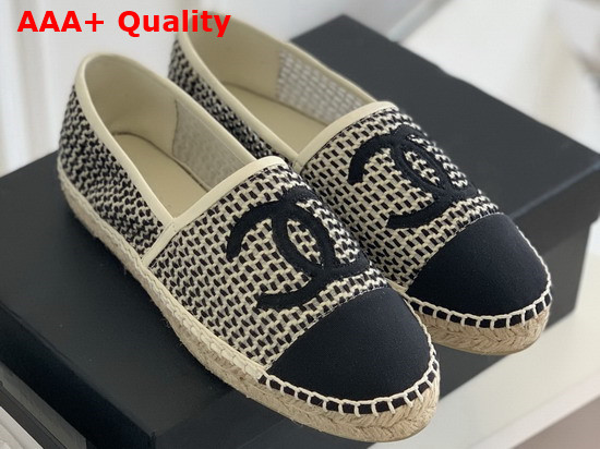 Chanel Espadrilles Mesh Lambskin Black and Beige G37302 Replica