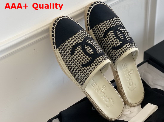 Chanel Espadrilles Mesh Lambskin Black and Beige G37482 Replica