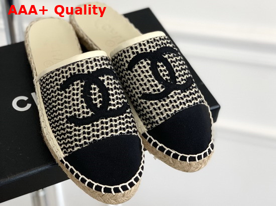 Chanel Espadrilles Mesh Lambskin Black and Beige G37482 Replica