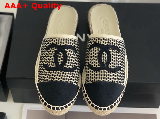 Chanel Espadrilles Mesh Lambskin Black and Beige G37482 Replica