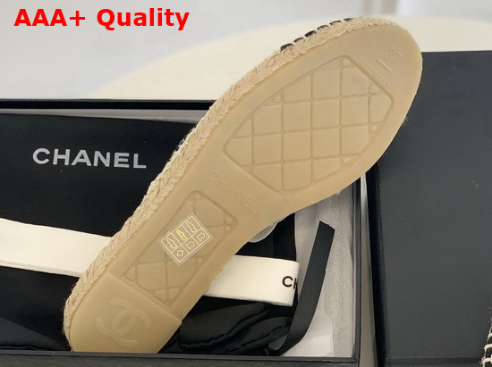 Chanel Espadrilles Mesh Lambskin Black and Beige G37482 Replica