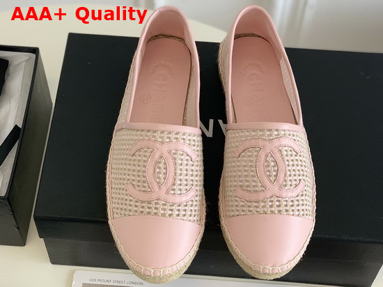 Chanel Espadrilles Mesh Lambskin Light Pink and Beige G37302 Replica