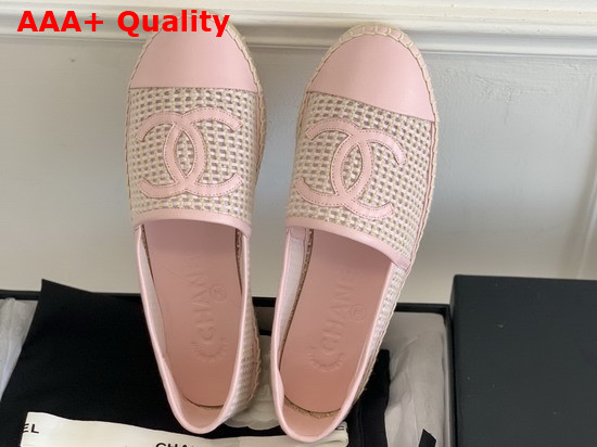 Chanel Espadrilles Mesh Lambskin Light Pink and Beige G37302 Replica