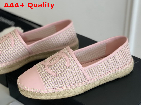 Chanel Espadrilles Mesh Lambskin Light Pink and Beige G37302 Replica