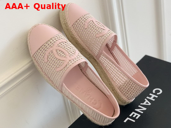 Chanel Espadrilles Mesh Lambskin Light Pink and Beige G37302 Replica