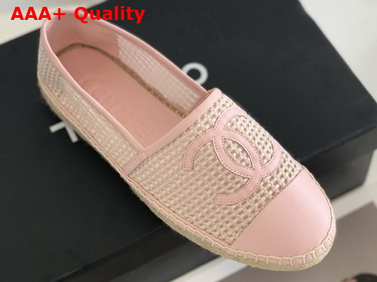 Chanel Espadrilles Mesh Lambskin Light Pink and Beige G37302 Replica