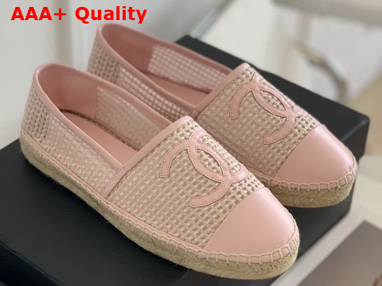 Chanel Espadrilles Mesh Lambskin Light Pink and Beige G37302 Replica