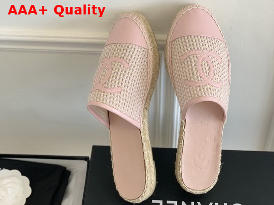 Chanel Espadrilles Mesh Lambskin Light Pink and Beige G37482 Replica