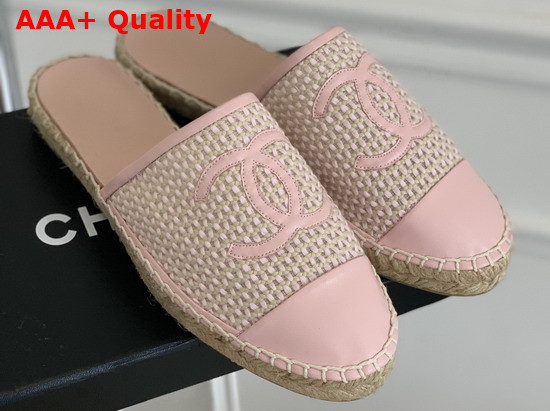 Chanel Espadrilles Mesh Lambskin Light Pink and Beige G37482 Replica