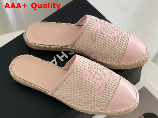 Chanel Espadrilles Mesh Lambskin Light Pink and Beige G37482 Replica