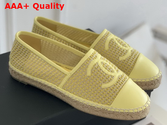 Chanel Espadrilles Mesh Lambskin Yellow G37302 Replica