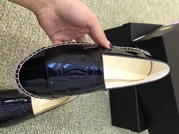 Chanel Espadrilles Patent Leather Black For Sale