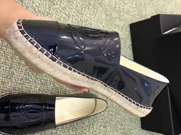 Chanel Espadrilles Patent Leather Black For Sale