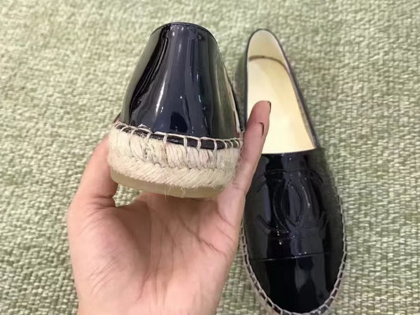 Chanel Espadrilles Patent Leather Black For Sale