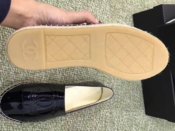 Chanel Espadrilles Patent Leather Black For Sale