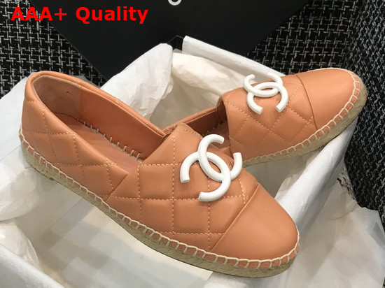 Chanel Espadrilles Pink Quilted Lambskin with White Resin CC Replica