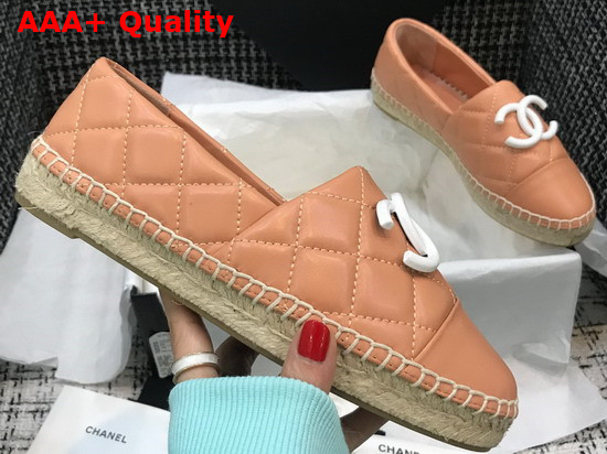 Chanel Espadrilles Pink Quilted Lambskin with White Resin CC Replica