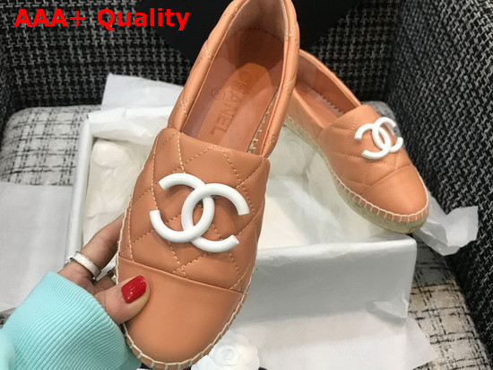 Chanel Espadrilles Pink Quilted Lambskin with White Resin CC Replica