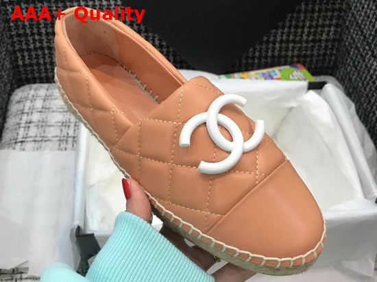 Chanel Espadrilles Pink Quilted Lambskin with White Resin CC Replica