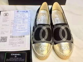 Chanel Espadrilles Tweed Lambskin Black Gold for Sale