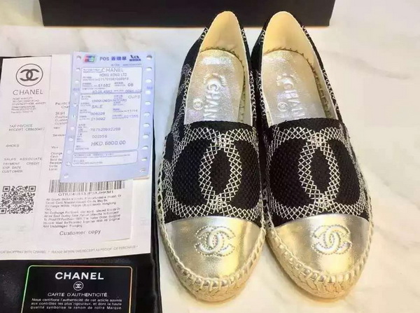 Chanel Espadrilles Tweed Lambskin Black Gold for Sale