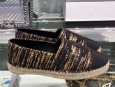 Chanel Espadrilles Tweed and Grosgrain Black and Gold