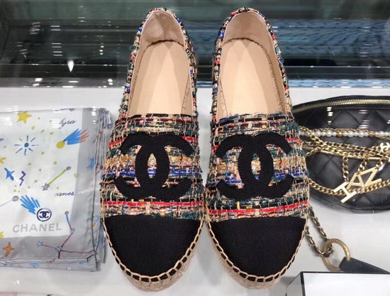 Chanel Espadrilles Tweed and Grosgrain Multicolor and Black G29762