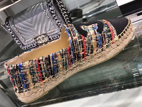 Chanel Espadrilles Tweed and Grosgrain Multicolor and Black G29762