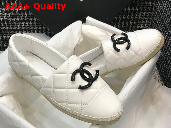 Chanel Espadrilles White Quilted Lambskin with Black Resin CC Replica