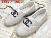 Chanel Espadrilles White Quilted Lambskin with Black Resin CC Replica