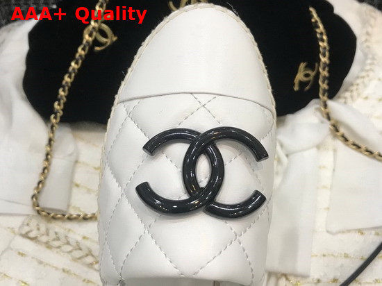 Chanel Espadrilles White Quilted Lambskin with Black Resin CC Replica