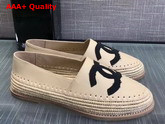 Chanel Espadrilles in Beige Lambskin and Black Grosgrain Replica