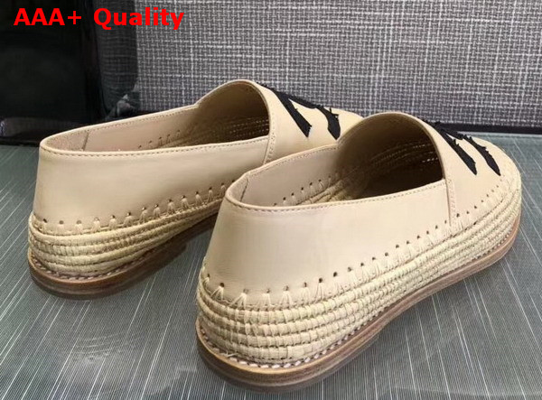 Chanel Espadrilles in Beige Lambskin and Black Grosgrain Replica