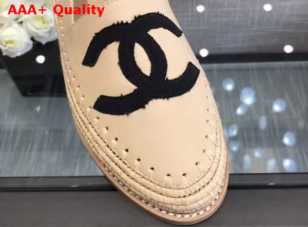 Chanel Espadrilles in Beige Lambskin and Black Grosgrain Replica