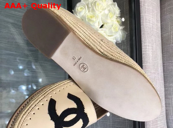 Chanel Espadrilles in Beige Lambskin and Black Grosgrain Replica